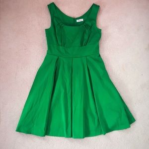 Green Calvin Klein dress - very flattering!